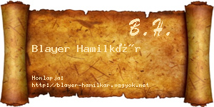 Blayer Hamilkár névjegykártya